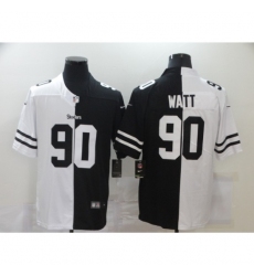 Men's Pittsburgh Steelers #90 T. J. Watt Black White Limited Split Fashion Football Jersey
