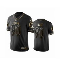 Men's Pittsburgh Steelers #90 T. J. Watt Limited Black Golden Edition Football Jersey
