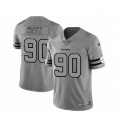 Men's Pittsburgh Steelers #90 T. J. Watt Limited Gray Team Logo Gridiron Football Jersey