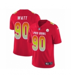 Men's Pittsburgh Steelers #90 T. J. Watt Limited Red AFC 2019 Pro Bowl Football Jersey