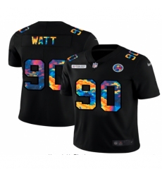 Men's Pittsburgh Steelers #90 T. J. Watt Rainbow Version Nike Limited Jersey