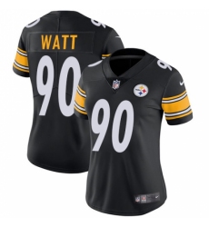 Women's Nike Pittsburgh Steelers #90 T. J. Watt Black Team Color Vapor Untouchable Limited Player NFL Jersey