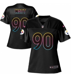 Women's Nike Pittsburgh Steelers #90 T. J. Watt Game Black Fashion NFL Jersey