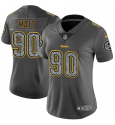 Women's Nike Pittsburgh Steelers #90 T. J. Watt Gray Static Vapor Untouchable Limited NFL Jersey