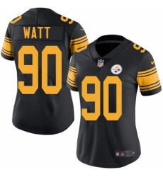 Women's Nike Pittsburgh Steelers #90 T. J. Watt Limited Black Rush Vapor Untouchable NFL Jersey