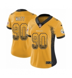 Women's Nike Pittsburgh Steelers #90 T. J. Watt Limited Gold Rush Drift Fashion NFL Jersey