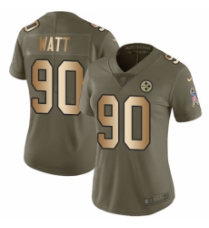 Women's Nike Pittsburgh Steelers #90 T. J. Watt Limited Olive/Gold 2017 Salute to Service NFL Jersey