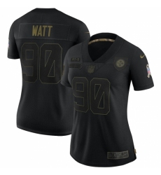 Women's Pittsburgh Steelers #90 T. J. Watt Black Nike 2020 Salute To Service Limited Jersey