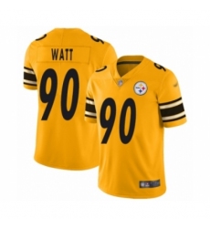 Women's Pittsburgh Steelers #90 T. J. Watt Limited Gold Inverted Legend Football Jersey