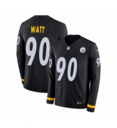 Youth Nike Pittsburgh Steelers #90 T. J. Watt Limited Black Therma Long Sleeve NFL Jersey