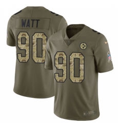 Youth Nike Pittsburgh Steelers #90 T. J. Watt Limited Olive/Camo 2017 Salute to Service NFL Jersey