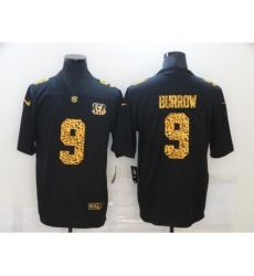 Men's Cincinnati Bengals #9 Joe Burrow Black Nike Leopard Print Limited Jersey