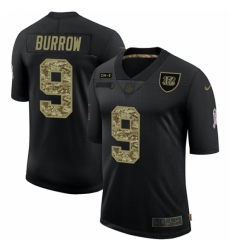 Men's Cincinnati Bengals #9 Joe Burrow Camo 2020 Salute To Service Limited Jersey