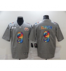 Men's Cincinnati Bengals #9 Joe Burrow Gray Rainbow Version Nike Limited Jersey