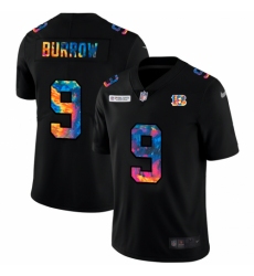 Men's Cincinnati Bengals #9 Joe Burrow Nike Multi-Color Black 2020 NFL Crucial Catch Vapor Untouchable Limited Jersey