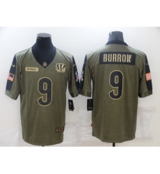 Men's Cincinnati Bengals #9 Joe Burrow Nike Olive 2021 Salute To Service Limited Player Jersey