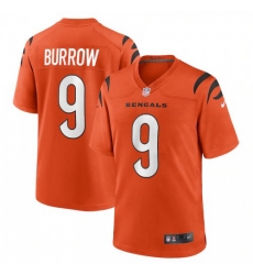 Men's Cincinnati Bengals #9 Joe Burrow Orange Nike Alternate Game Jersey