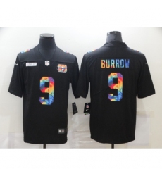 Men's Cincinnati Bengals #9 Joe Burrow Rainbow Version Nike Limited Jersey