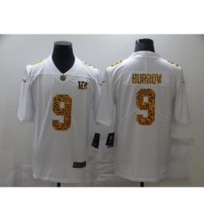 Men's Cincinnati Bengals #9 Joe Burrow White Nike Leopard Print Limited Jersey