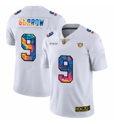 Men's Cincinnati Bengals #9 Joe Burrow White Nike Multi-Color 2020 NFL Crucial Catch Limited NFL Jersey