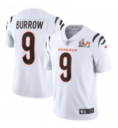 Men's Cincinnati Bengals #9 Joe Burrow White Super Bowl LVI Patch Nike Vapor Limited Jersey
