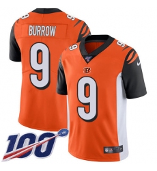 Men's Nike Cincinnati Bengals #9 Joe Burrow Orange Alternate Stitched NFL 100th Season Vapor Untouchable Limited Jersey