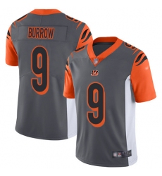 Men's Nike Cincinnati Bengals #9 Joe Burrow Silver Stitched NFL Limited Inverted Legend Jersey