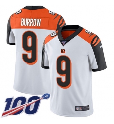 Men's Nike Cincinnati Bengals #9 Joe Burrow White Stitched NFL 100th Season Vapor Untouchable Limited Jersey