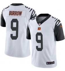 Men's Nike Cincinnati Bengals #9 Joe Burrow White Stitched NFL Limited Rush Jersey