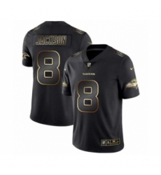 Men Baltimore Ravens #8 Lamar Jackson Black Golden Edition 2019 Vapor Untouchable Limited Jerse