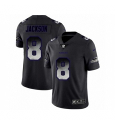 Men Baltimore Ravens #8 Lamar Jackson Black Smoke Fashion Limited Jersey