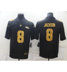 Men's Baltimore Ravens #8 Lamar Jackson Black Nike Leopard Print Limited Jersey