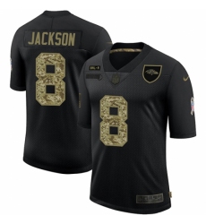 Men's Baltimore Ravens #8 Lamar Jackson Camo 2020 Salute To Service Limited Jersey