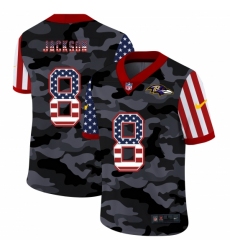 Men's Baltimore Ravens #8 Lamar Jackson Camo Flag Nike Limited Jersey