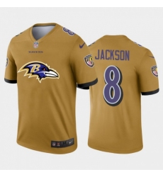 Men’s Baltimore Ravens #8 Lamar Jackson Gold Nike Big Team Logo Vapor Limited NFL Jersey