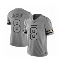 Men's Baltimore Ravens #8 Lamar Jackson Limited Gray Team Logo Gridiron Football Jersey