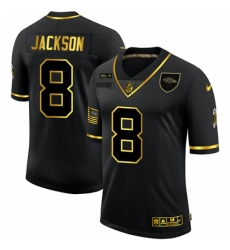 Men's Baltimore Ravens #8 Lamar Jackson Olive Gold Nike 2020 Salute To Service Limited Jersey