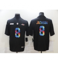 Men's Baltimore Ravens #8 Lamar Jackson Rainbow Version Nike Limited Jersey