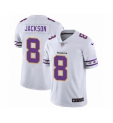 Men's Baltimore Ravens #8 Lamar Jackson White Team Logo Cool Edition Jersey