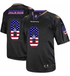 Men's Nike Baltimore Ravens #8 Lamar Jackson Elite Black USA Flag Fashion NFL Jersey