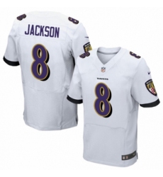 Men's Nike Baltimore Ravens #8 Lamar Jackson Elite White NFL Jersey