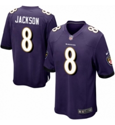 Men's Nike Baltimore Ravens #8 Lamar Jackson Game Purple Team Color NFL Jersey