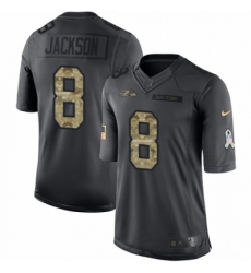 Men's Nike Baltimore Ravens #8 Lamar Jackson Limited Black 2016 Salute to Service NFL Jersey