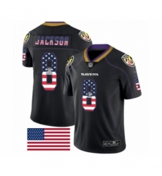 Men's Nike Baltimore Ravens #8 Lamar Jackson Limited Black Rush USA Flag NFL Jersey