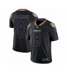 Men's Nike Baltimore Ravens #8 Lamar Jackson Limited Lights Out Black Rush NFL Jersey