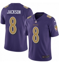 Men's Nike Baltimore Ravens #8 Lamar Jackson Limited Purple Rush Vapor Untouchable NFL Jersey
