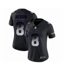 Women's Baltimore Ravens #8 Lamar Jackson Limited Black Smoke Fashion Football Jersey