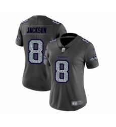 Women's Baltimore Ravens #8 Lamar Jackson Limited Gray Static Fashion Football Jersey