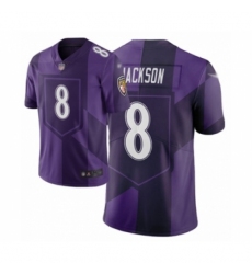 Women's Baltimore Ravens #8 Lamar Jackson Limited Purple City Edition Football Jersey
