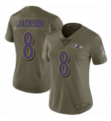 Women's Nike Baltimore Ravens #8 Lamar Jackson Limited Olive 2017 Salute to Service NFL Jersey